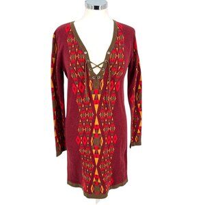 Tasha Polizzi Sundance Southwest Knit Sheath Dress Scarlett Red Size Small NWT
